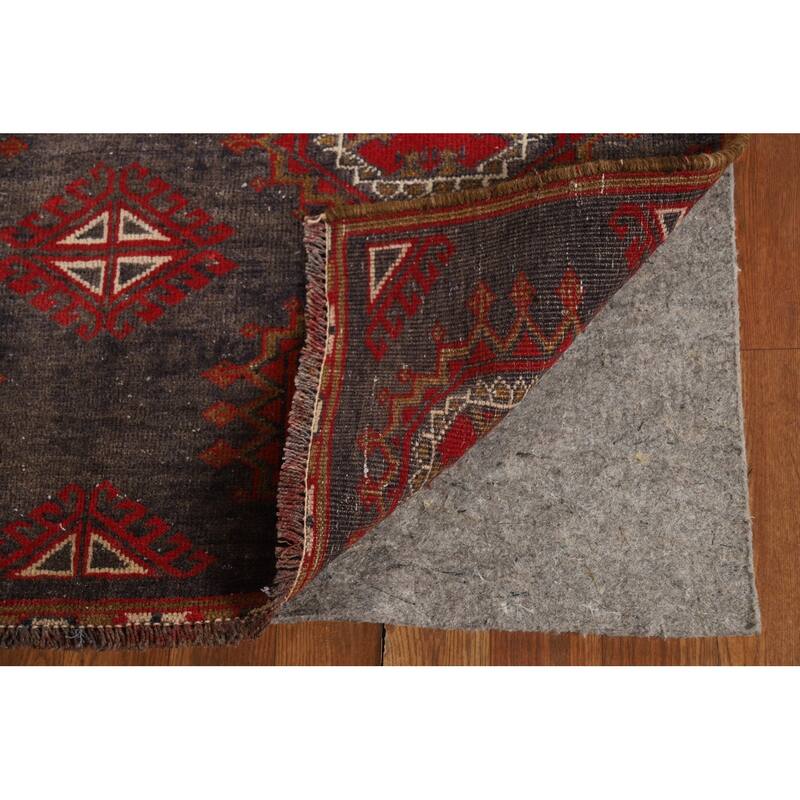 Distressed Geometric Balouch Persian Area Rug Handmade Wool Carpet - 3'6" x 6'9"