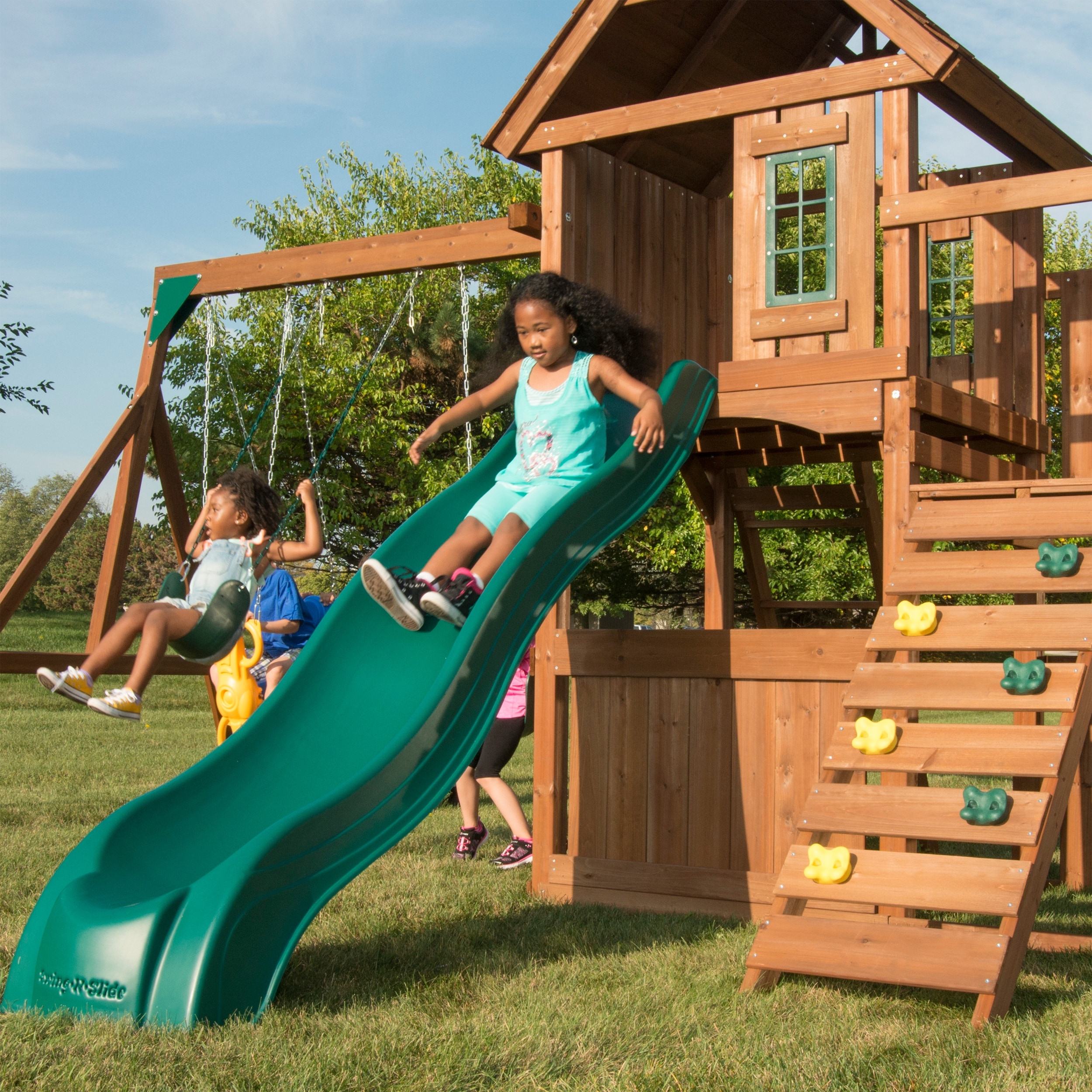 Swing N Slide Tioga Fort Wood Outdoor Swing Set On Sale Bed Bath Beyond 23169573