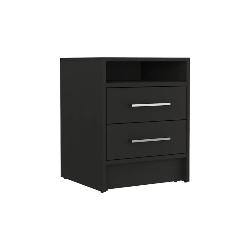 24-Inch Two-Drawer Nightstand with Open Shelf, Modern Design, Easy Assembly