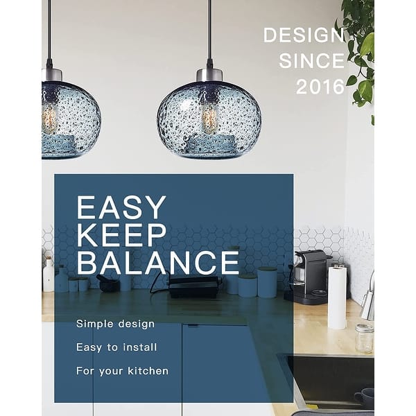 Blown glass pendant light fixture blue pendant lamp ...