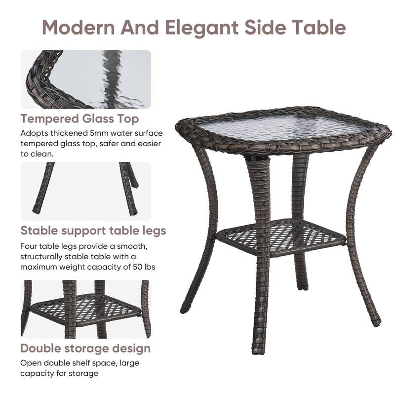 3 Pieces Outdoor Gliders Swivel Chairs with Table with 5-Inch Thick Cushions
