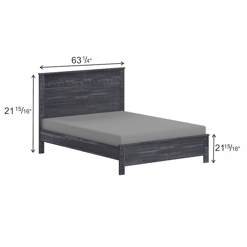 Twin Size Solid Wood Panel Bed with Headboard and Under-Bed Storage
