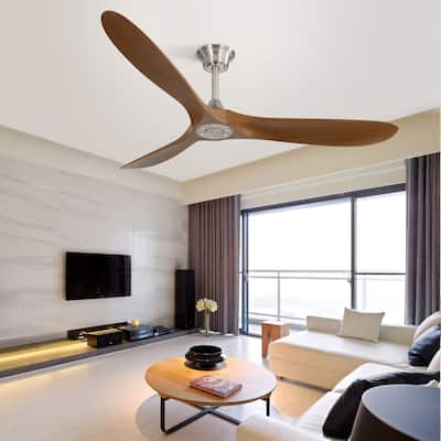 60" Outdoor Ceiling Fan Without Light,3 ABS Blade with Smart APP Control - Brushed Nickel