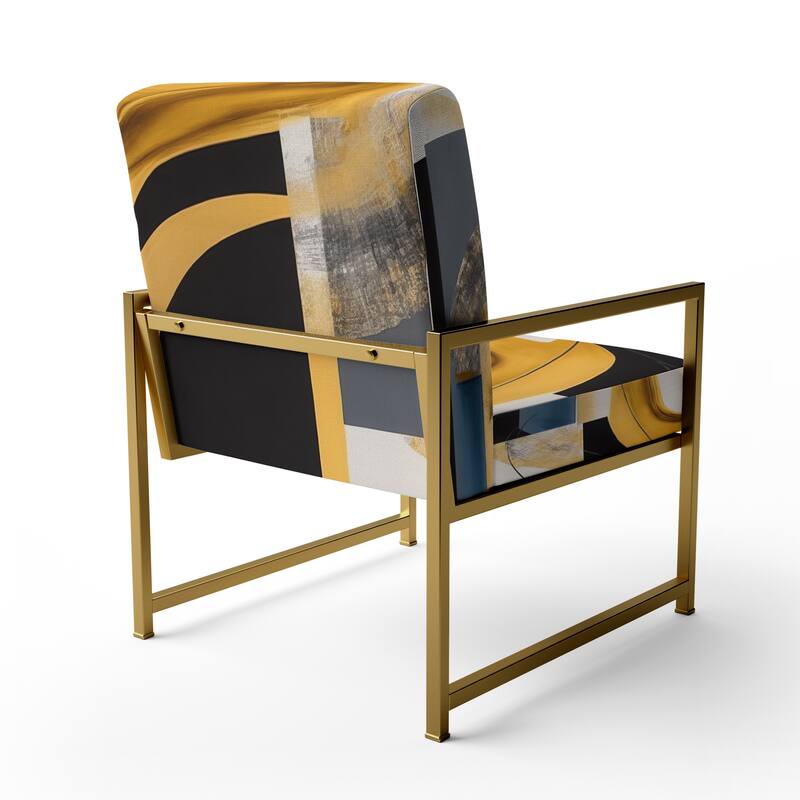 Designart "Glam Gold And Black Expression IV" Upholstered Modern & Contemporary Accent Chair and Modern & Contemporary Arm Chair