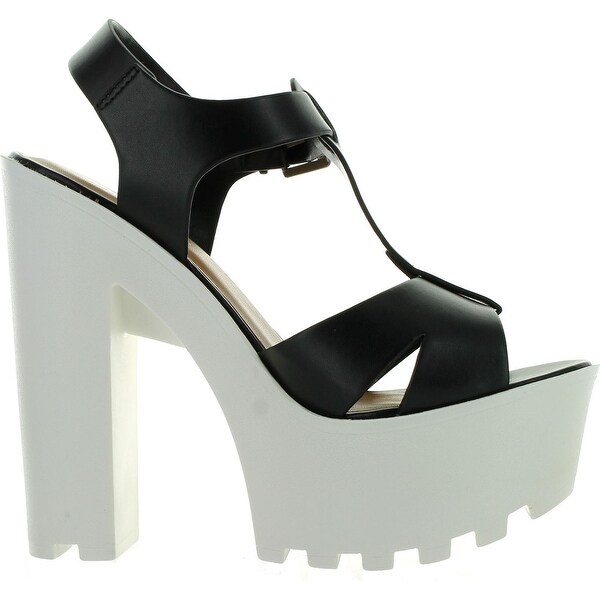 platform lug sole chunky high heel sandals