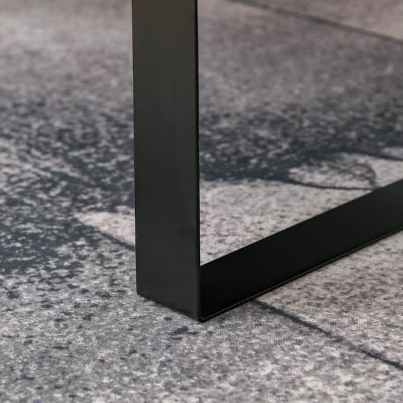 Rustic Dark Grey Coffee Table with Drawer and Metal Frame for Living Room - 43.25"W x 23.5"D x 15.75"H
