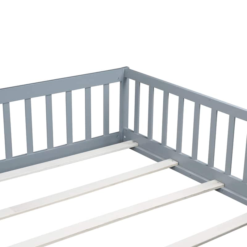 Queen Size Floor Bed with Fence