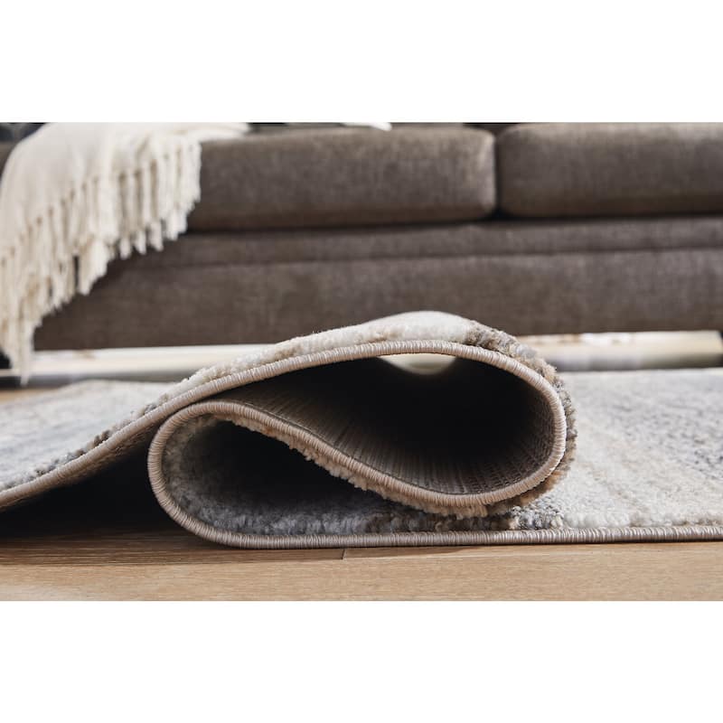 Signature Design by Ashley Sethburn Cream/Brown/Gray Large Rug - 94" W x 119.75" D x 0.5" H