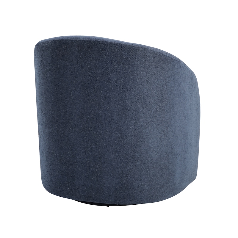 Boucle Swivel Barrel Chair, Round Upholstered Leisure Armchair, Reading Accent Chair with Curved Back & Metal Base