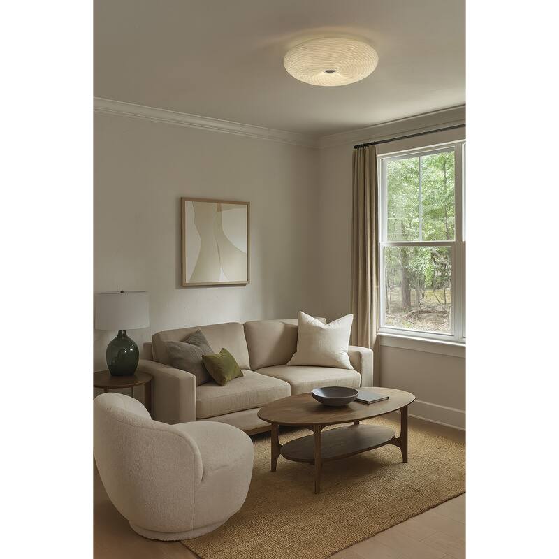 Varaluz Swirled Flush Mount - French Feather - 15.5"W x 4.75"H