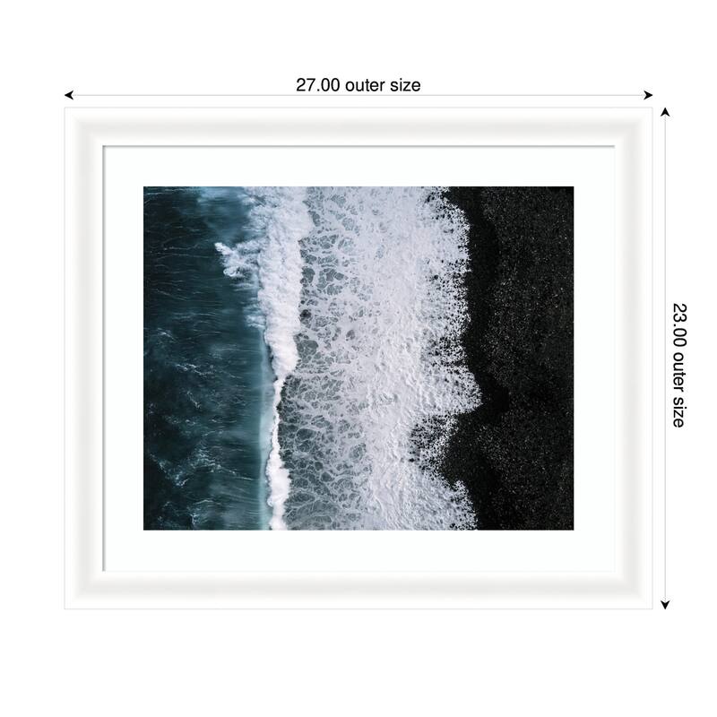 Kate and Laurel Framed Art Ocean Waves on the Black Beach in Iceland by Michael Schauer