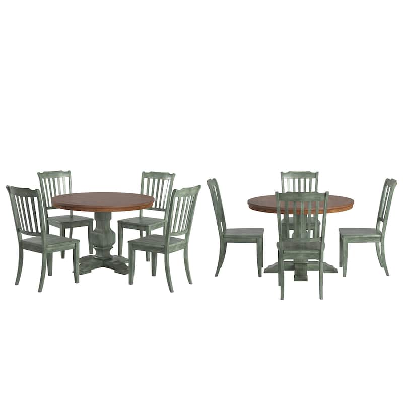 Ronda 45" Round Solid Wood Top Dining Set with Spindle Back Chairs