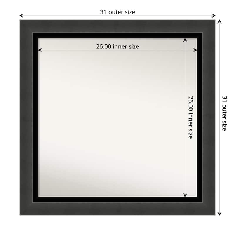 Non-Beveled Bathroom Wall Mirror - Tuxedo Black Frame - 31 x 31 in - Tuxedo Black