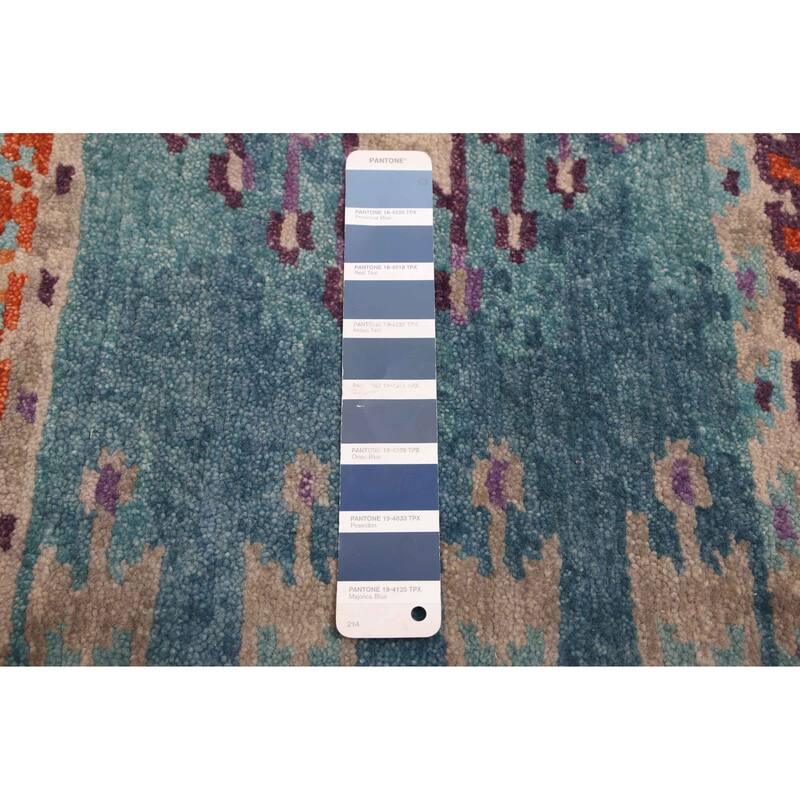 ECARPETGALLERY Hand-knotted Kathmandu Turquoise Wool Rug - 8'6 x 9'9