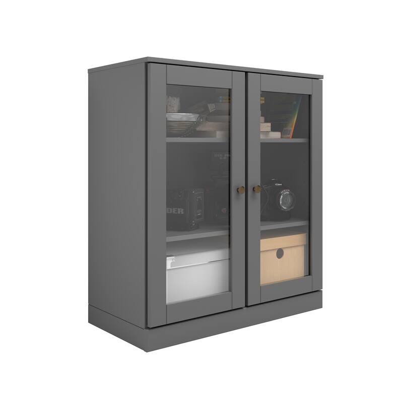 Palace Imports 100% Solid Wood TV Stand with Clear Glass Doors for TVs up to 32"