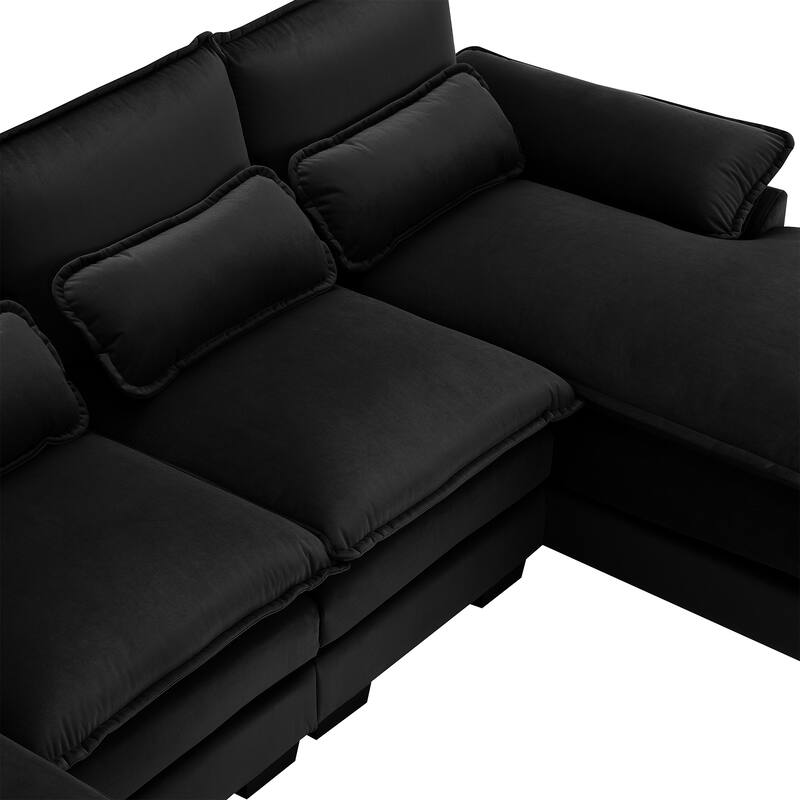 Modular U-Shaped 6-Seat Sofa with Chaise, Double Cushion Upholstered Sleeper for Living Room