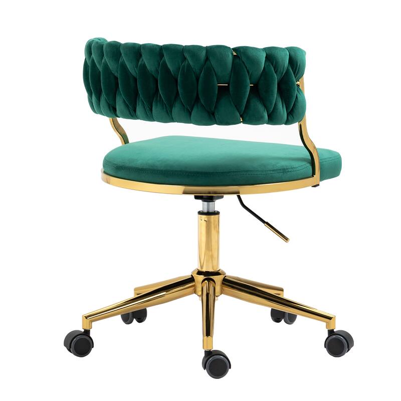 Velvet Home Desk Chair Office Swivel Chair with Wheels and Gold Base