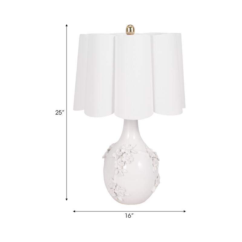 Sagebrook Home Cream Ceramic 25-inch Floral Applique Table Lamp Elegance - 16" x 16" x 25"