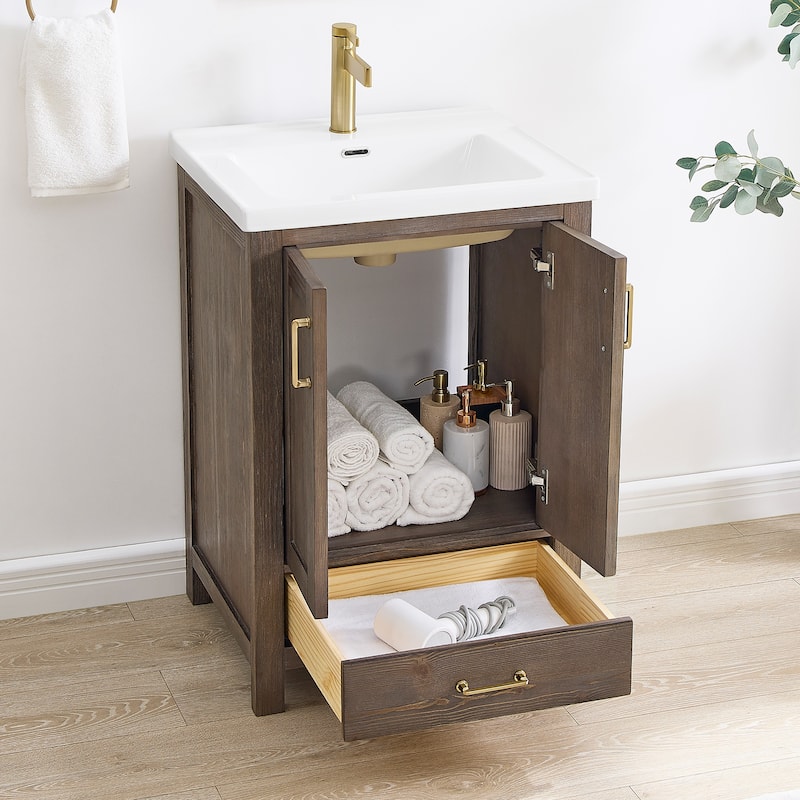 Gela Single Bath Vanity with Ceramic Basin Top without Mirror