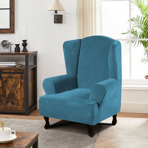 Enova Home 1 Piece Wingback Sofa Chair Covers Soft High Stretch Velvet Plush Wingback Armchair Slipcovers Bed Bath Beyond 36059618