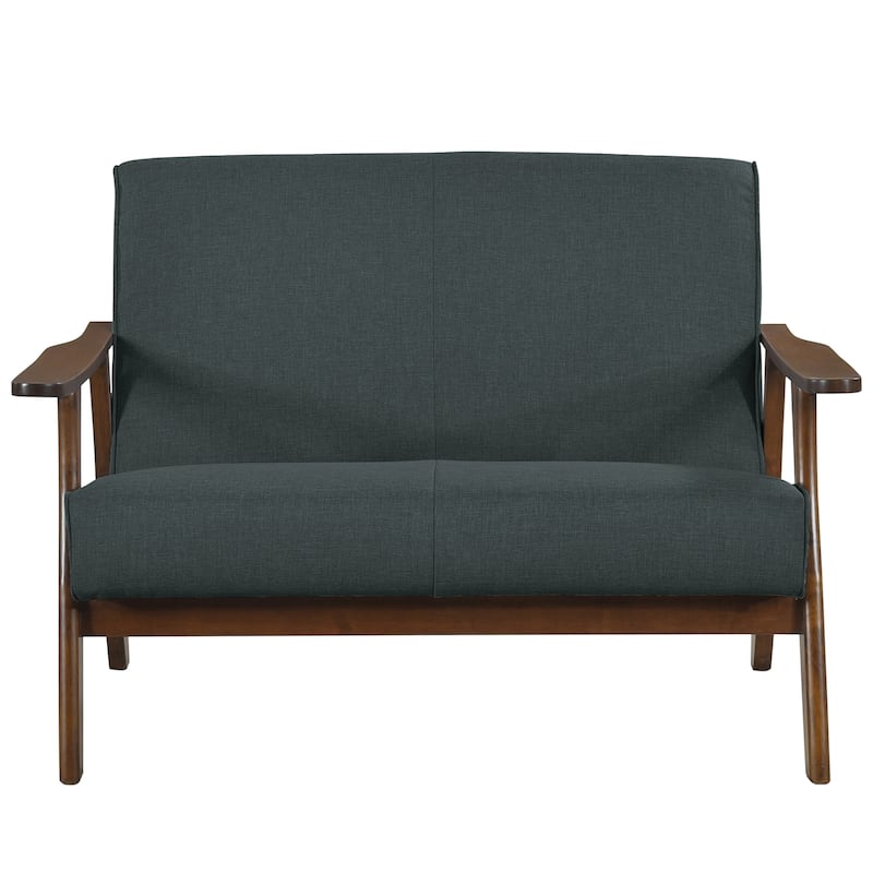 CraftPorch Wenge Wood Mid-Century Modern Linen Loveseat