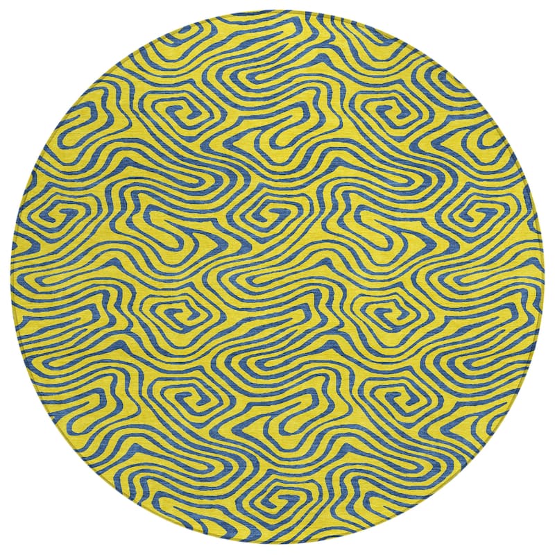 Machine Washable Indoor/ Outdoor Modern Trance Chantille Rug