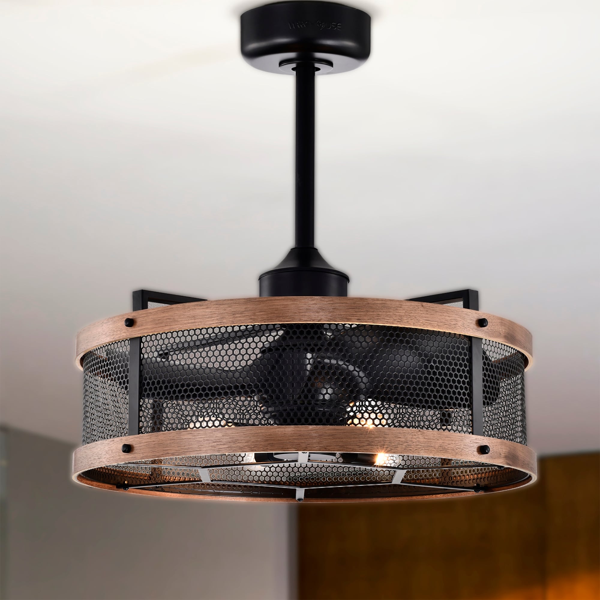 Warehouse of Tiffany Laxsi 24 Inch Industrial Ceiling Fandelier with Remote