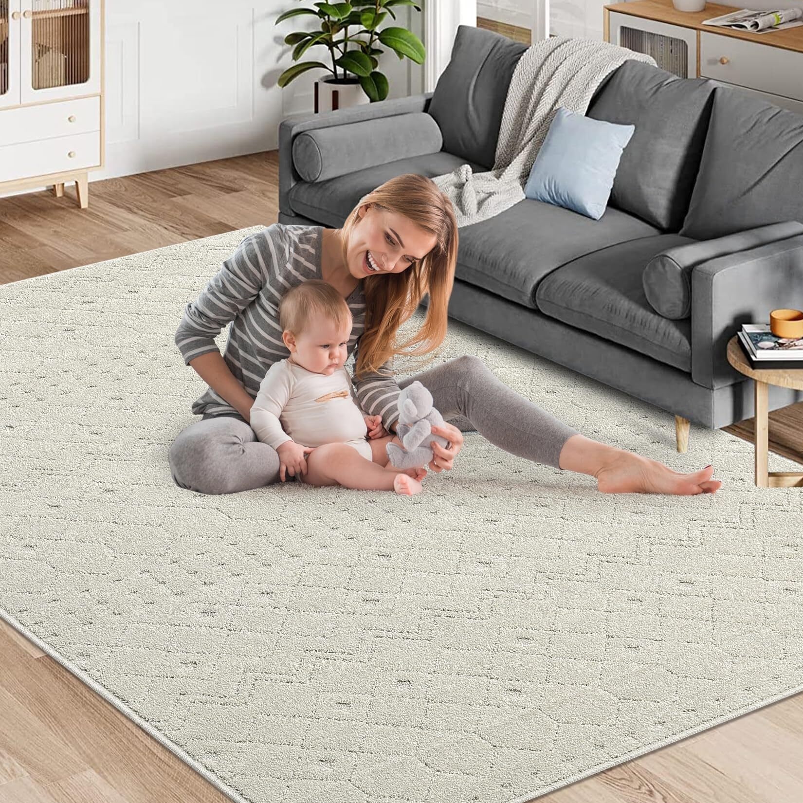 Modern Geometric Large Non Slip Throw Rugs