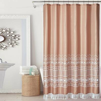 Brown Shower Curtains for Bathroom, Farmhouse Tassel Curtain Set