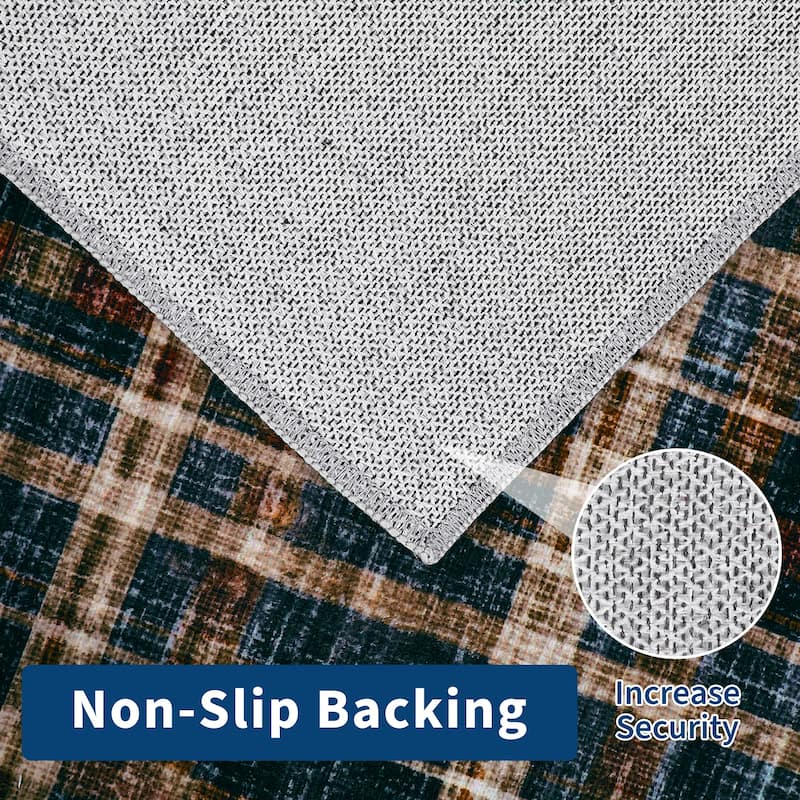 Garvee Timeless Check Washable Area Rug