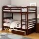 preview thumbnail 7 of 6, Transitional Twin Over Twin Bed with Attached Ladder and Drawers, Brown