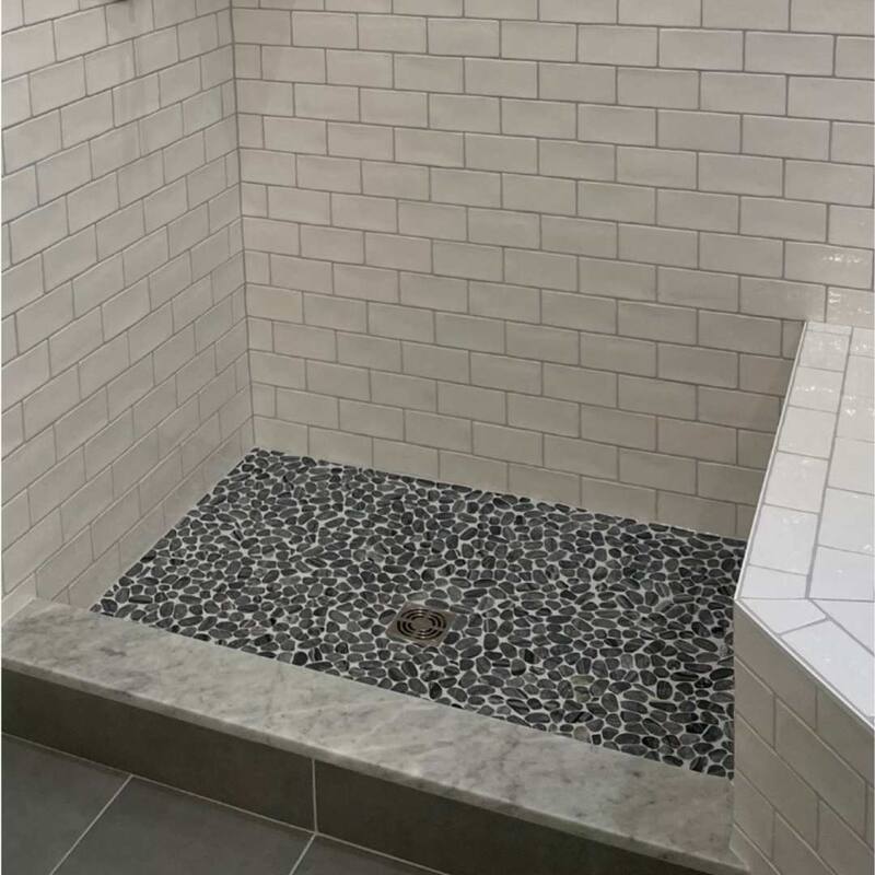 The Tile Life Recycled Cenote Pebble 13x13 Graphite Glass Floor & Wall Tile