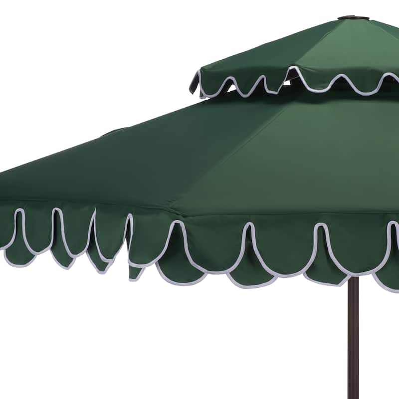 SAFAVIEH Outdoor Kjerstin Valance 9Ft Double Top Umbrella