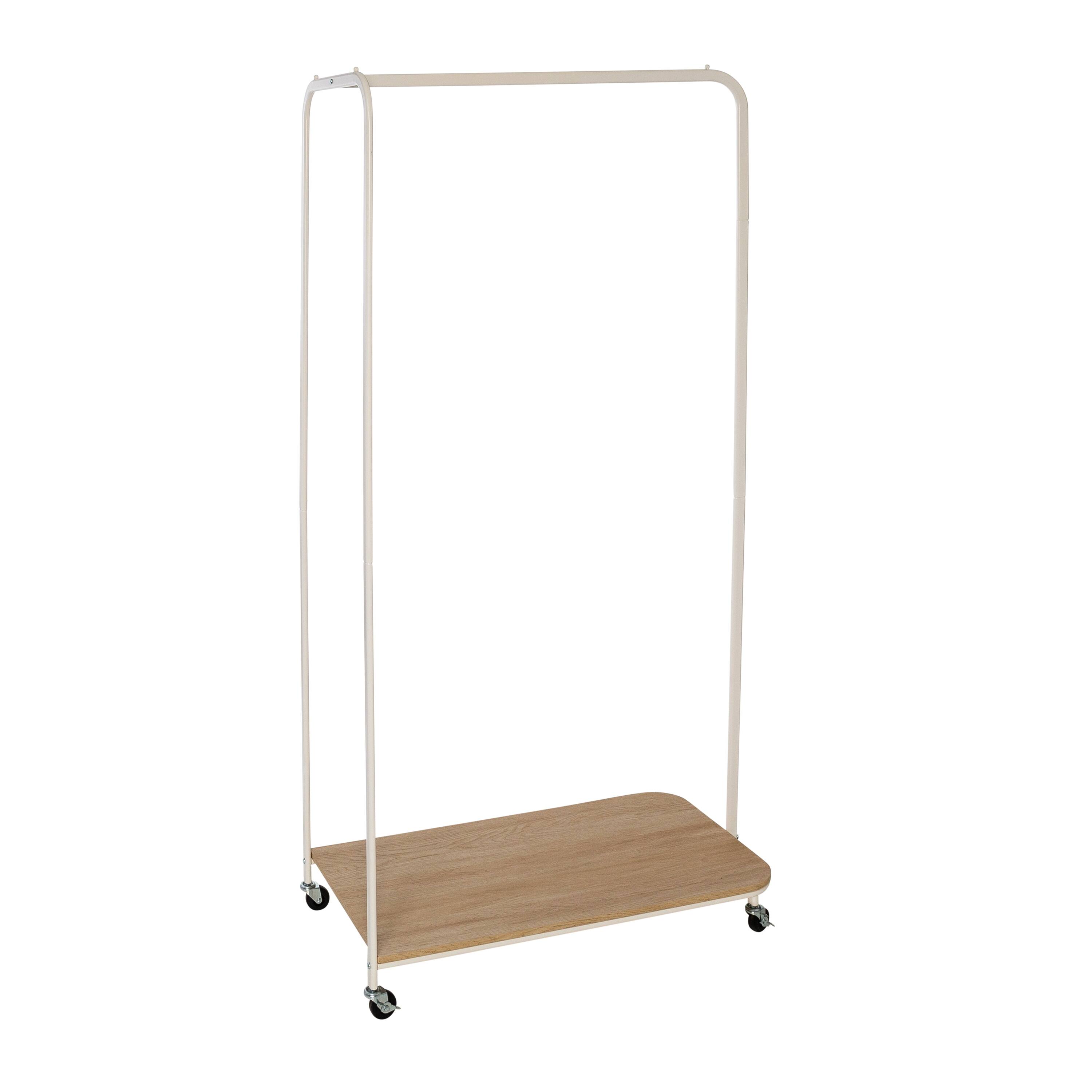 HoneyCanDo White/Ash Rolling Clothing Rack With Shoe Shelf On Sale
