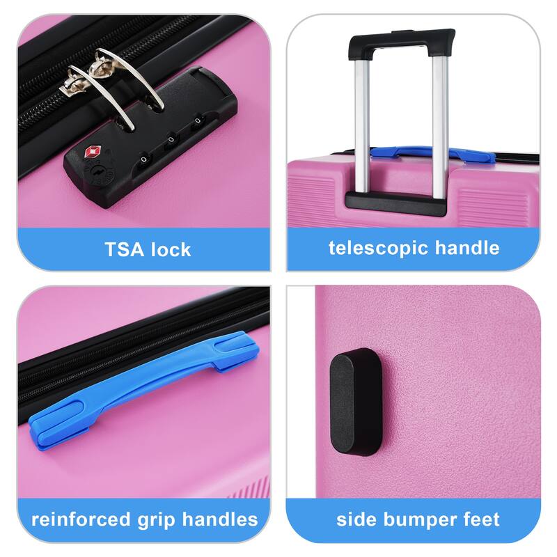 Contrast Color Luggage Set 3Pcs Hardside Spinner Suitcase w/TSA Lock