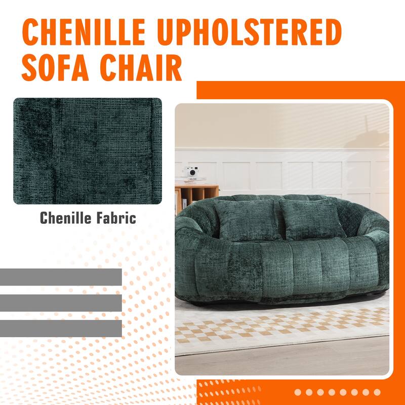 HOMEFUN Chenille Upholstered Durable Comfort Lounger High Back Bean Bag Loveseat Sofa