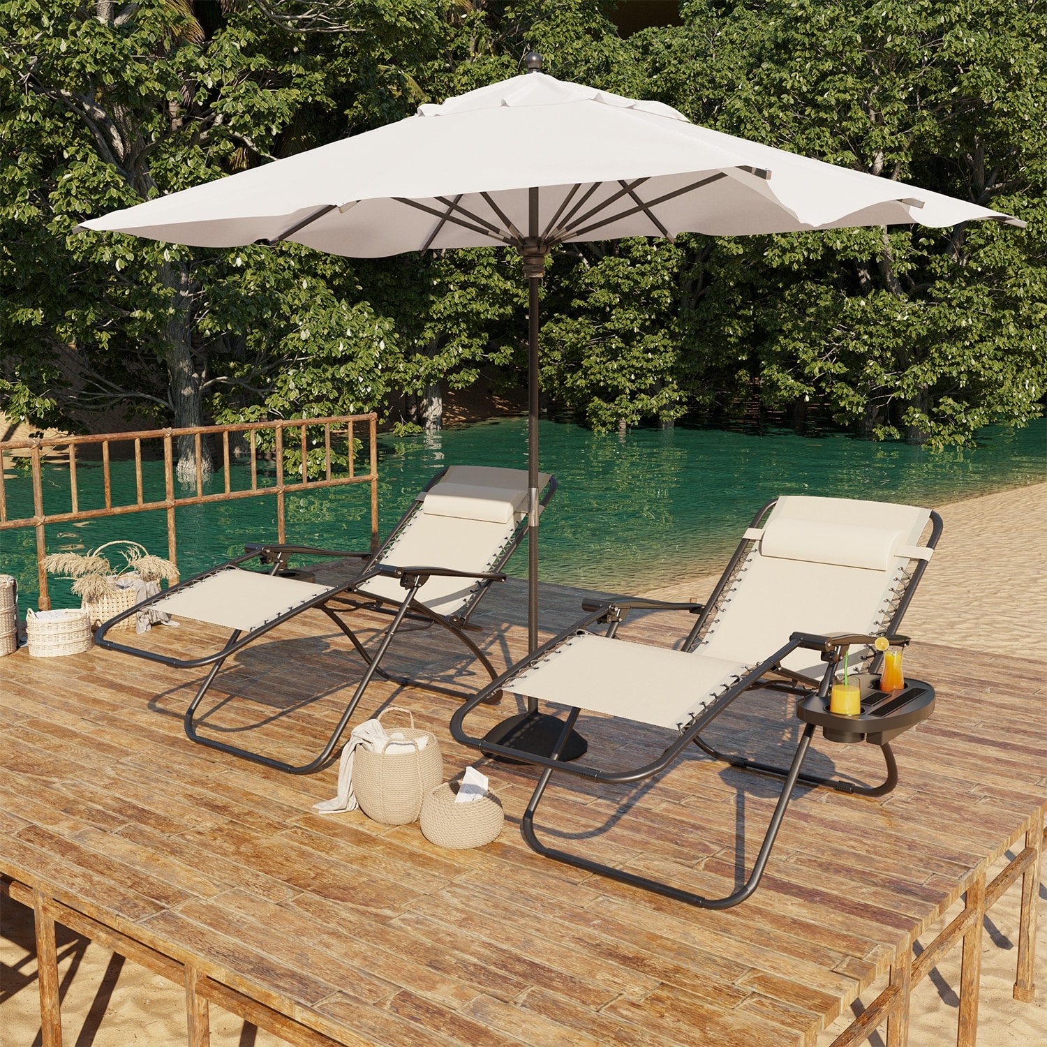 Homall Patio Zero Gravity Chair Lawn Lounge Chair with - Picture 7 of 45