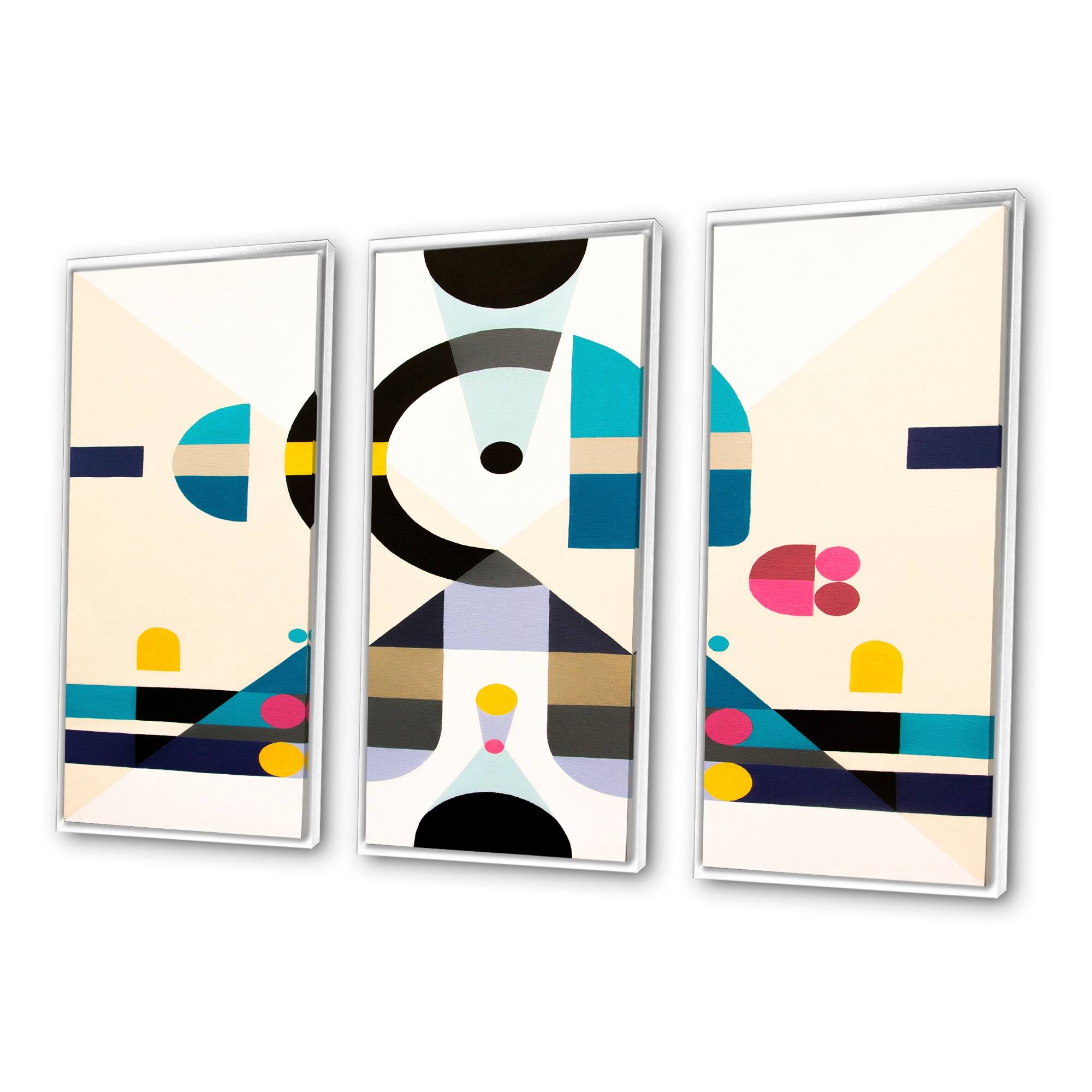 Designart "Open minded" Mid_Century_Modern Framed Wall Decor Set of 3