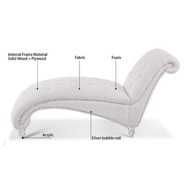 62.8 in.W Tufted Armless Chaise Lounge with PU Cover and Wood Frame ...
