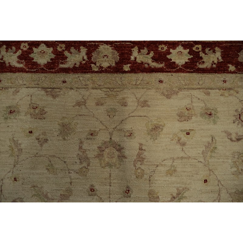 Hand Knotted Oriental 100% Wool Carpet Transitional Floral Beige & Ivories Oushak Area Rug - 7' 8'' X 5' 6''
