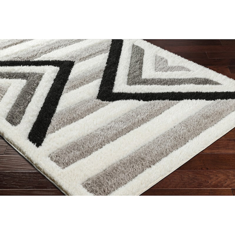Livabliss Bologna Geometric Stripes Plush Area Rug