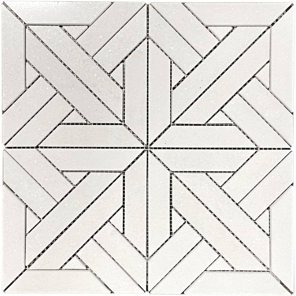 Thassos Marble Square Water Jet Polished Mosaic Tile