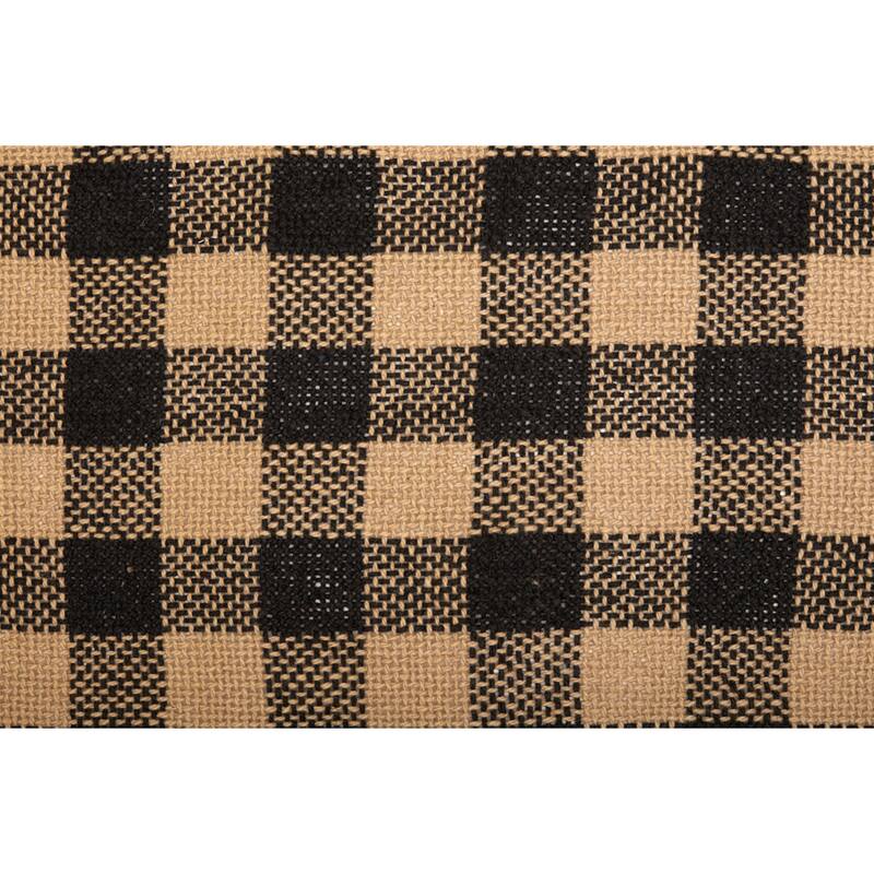Burlap Black Check Fringed Runner