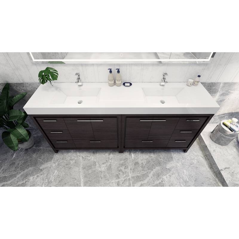 Dove 84'' Freestanding Vanity with Double Reinforced Acrylic Sink