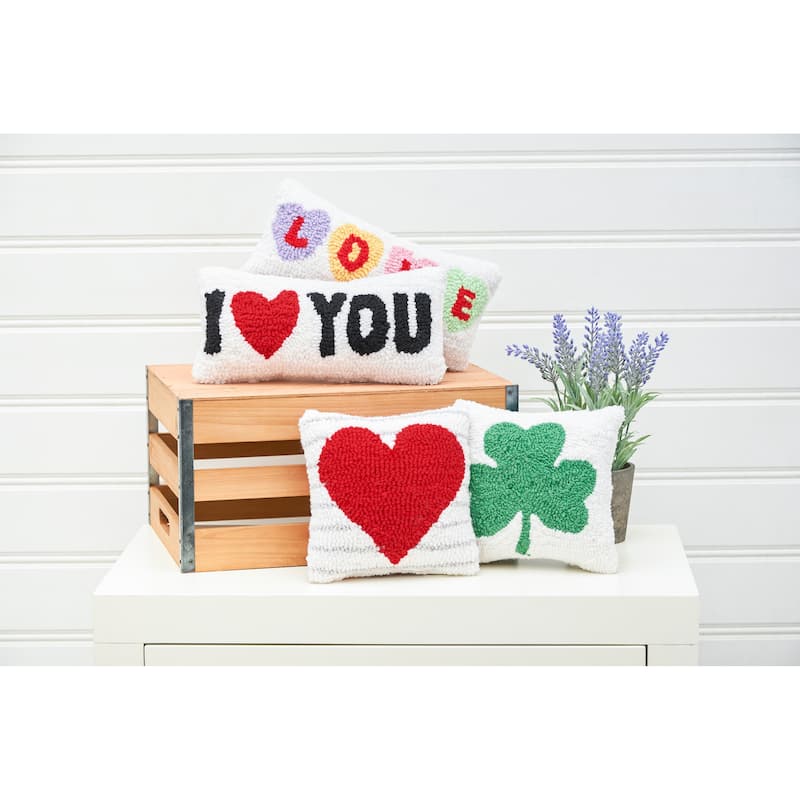 6" x 12" I Heart You Petite Hooked Valentine's Day Throw Pillow