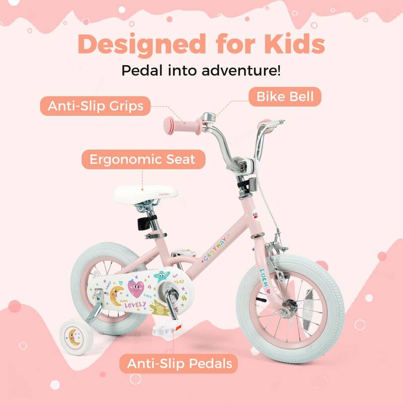 Costway 12/14/16/18 Inch Kids Bike for Girls Boys Age 3-8 Years with - See Details