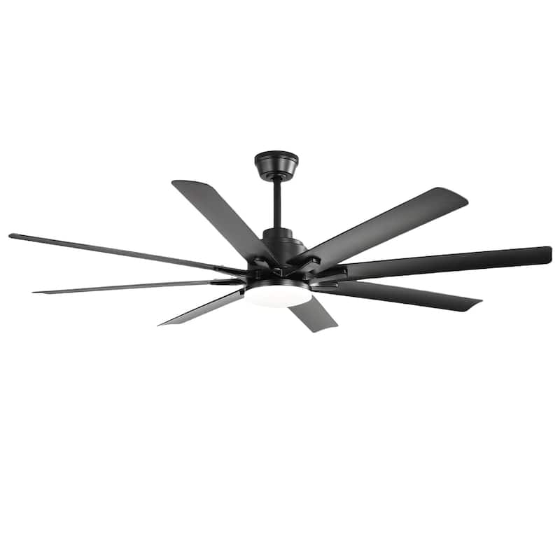 52" Ceiling Fan with Light - 6 Speeds, 8 ABS Blades, Voice Remote - Black