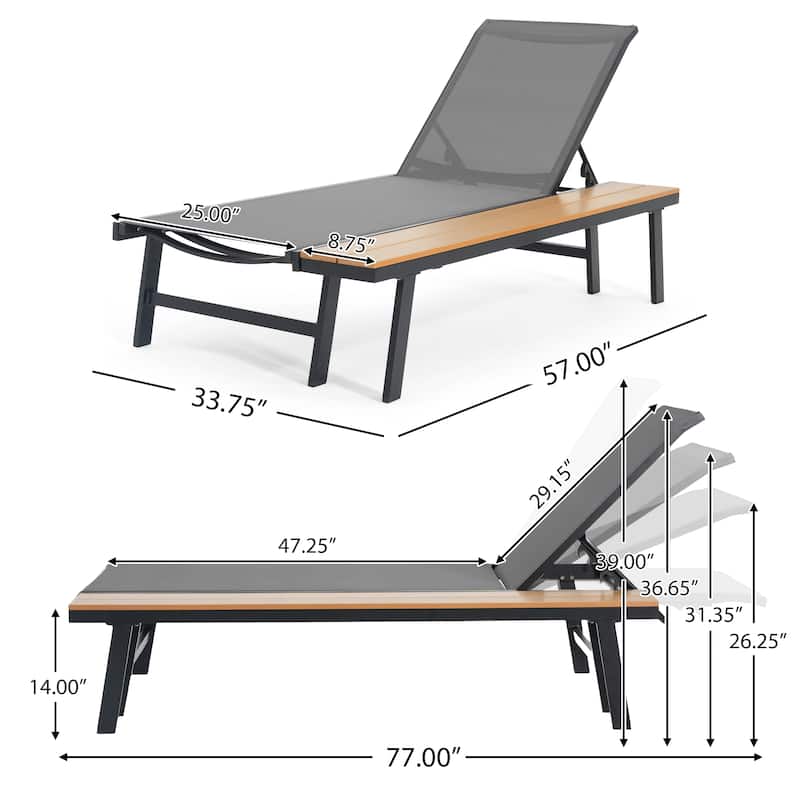 Waterloo Outdoor Mesh and Aluminum Chaise Lounge with Side Table (Set of 4) by Christopher Knight Home