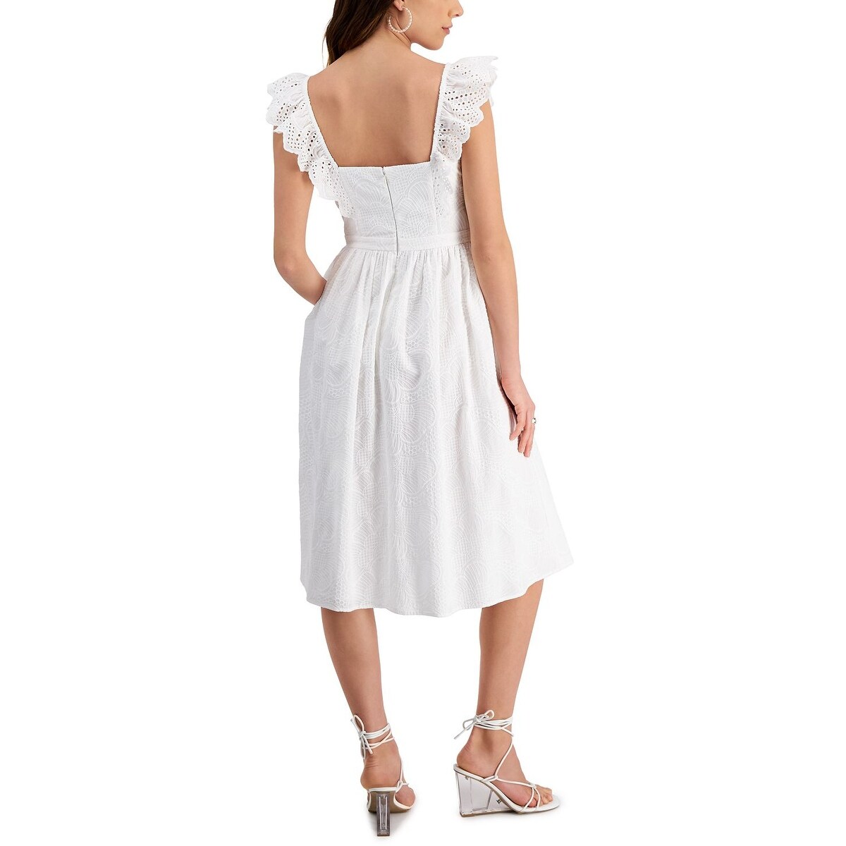 Kensie Women's Embroidered Flutter Sleeve Midi Dress White Size 2 - Bed  Bath & Beyond - 40626364