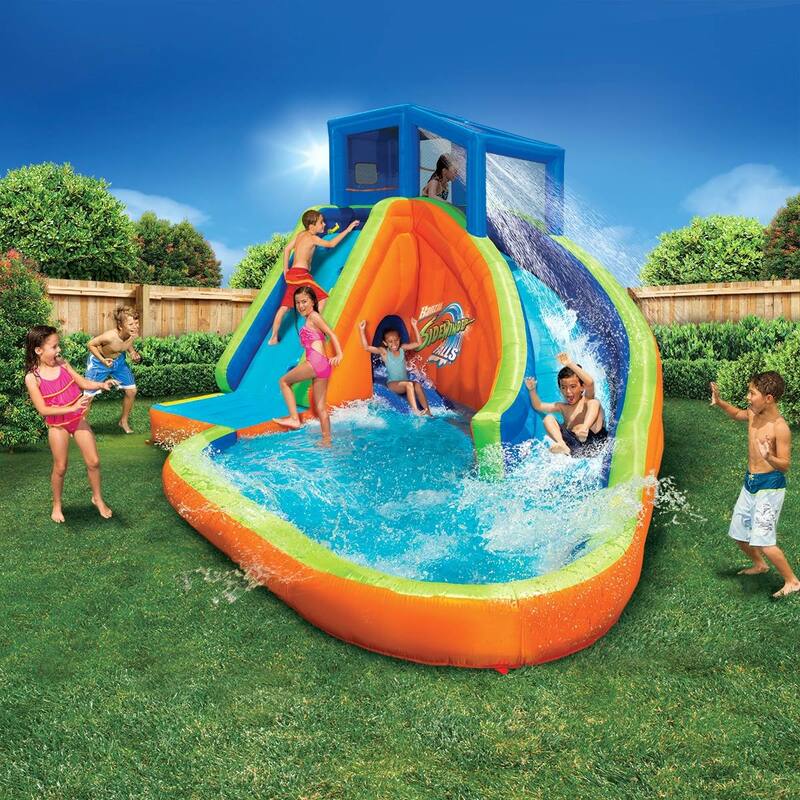 Banzai Falls Inflatable Water Park Kiddie Pool with Slides & Cannons (2 Pack) - 75.9